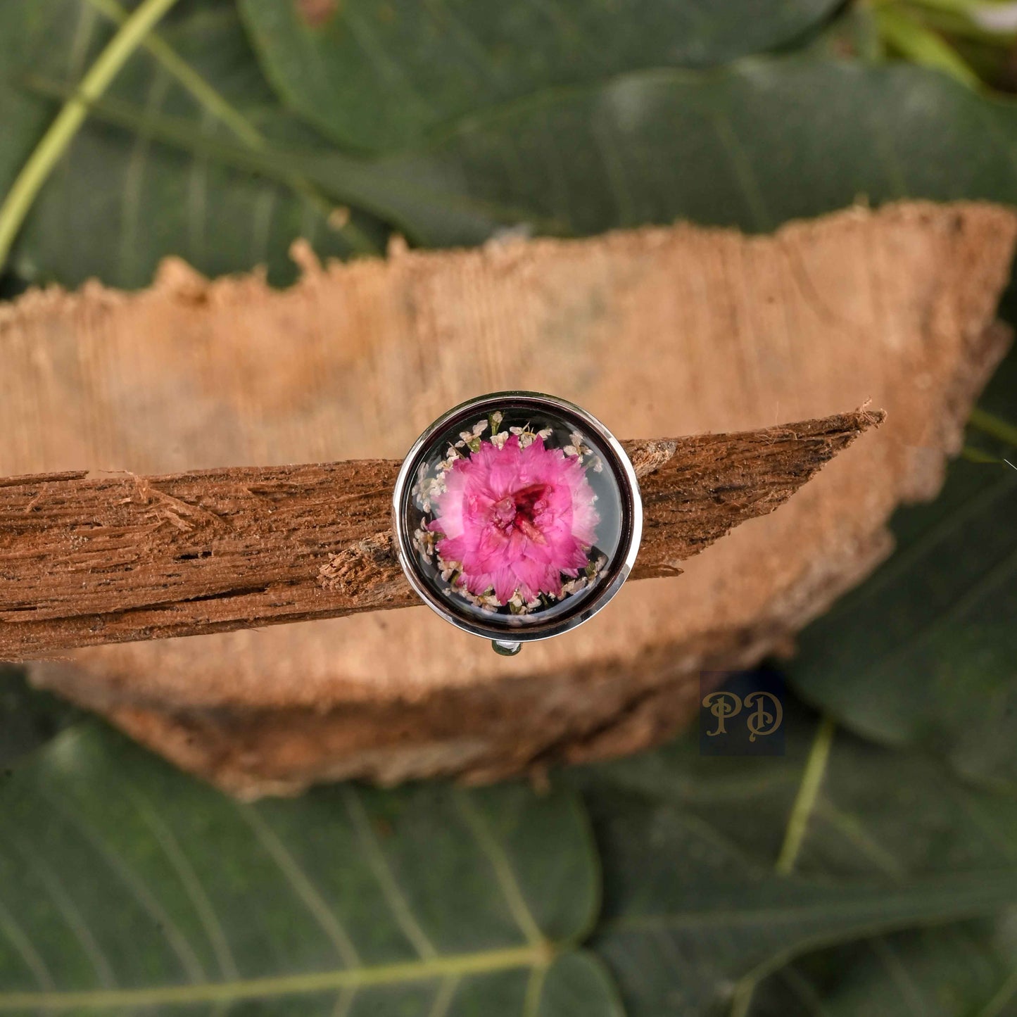Rosy Stardust Ring - Silver