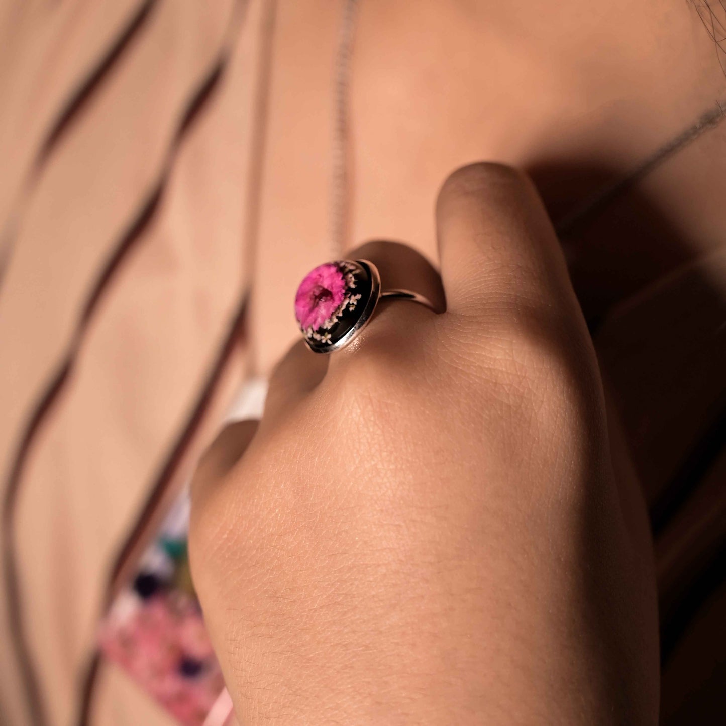 Rosy Stardust Ring - Silver