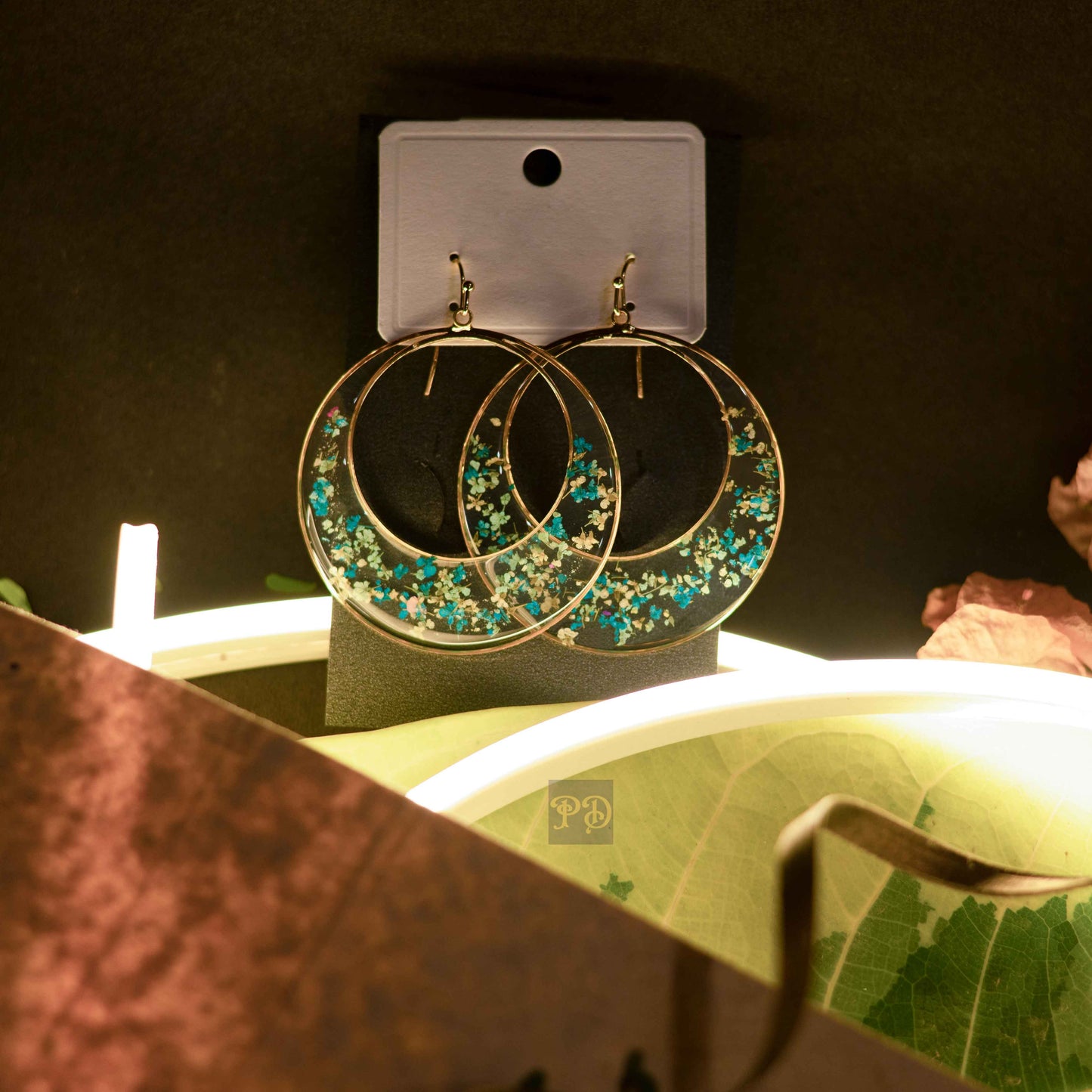 Blue Horizon Lace Hoop Earrings