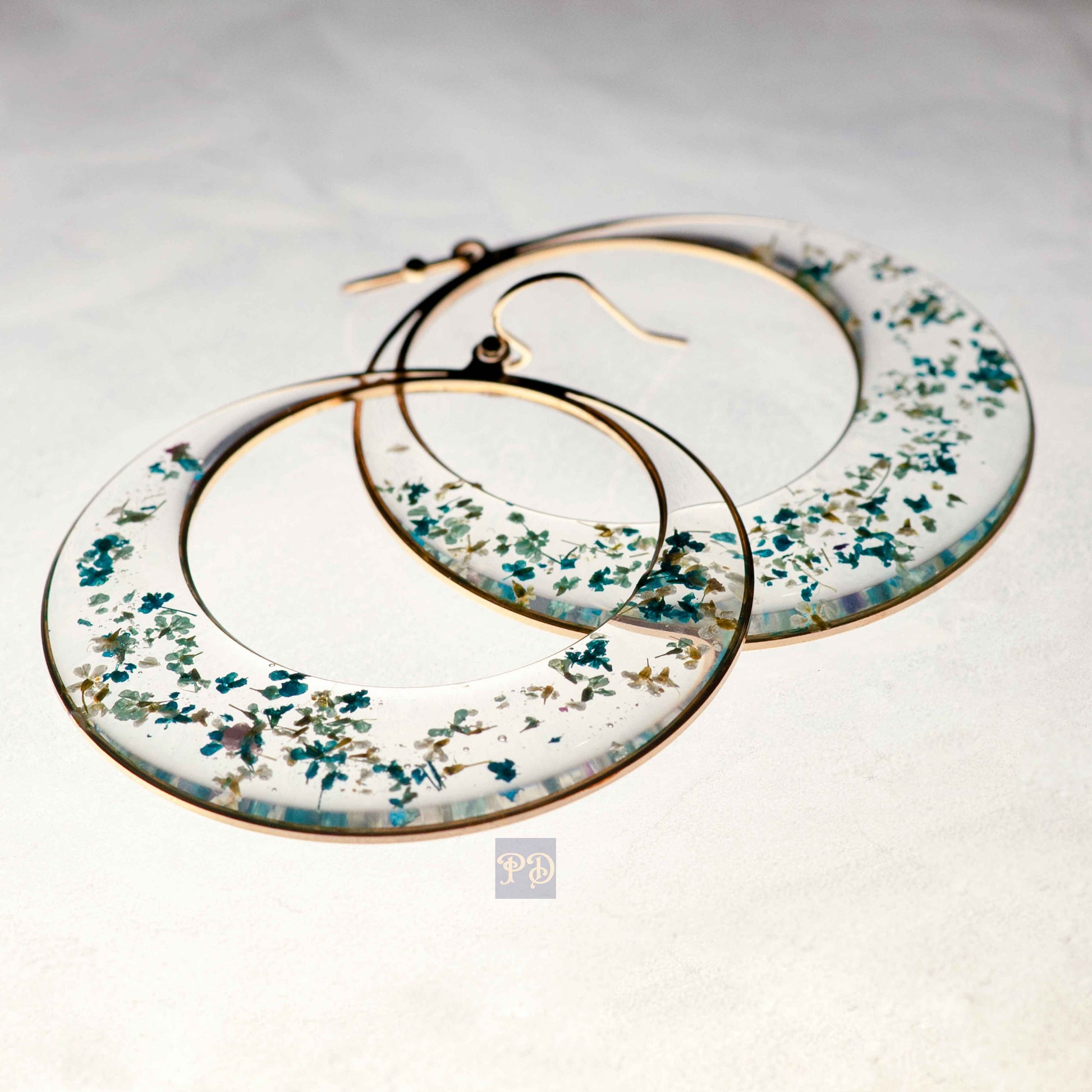 Blue Horizon Lace Hoop Earrings