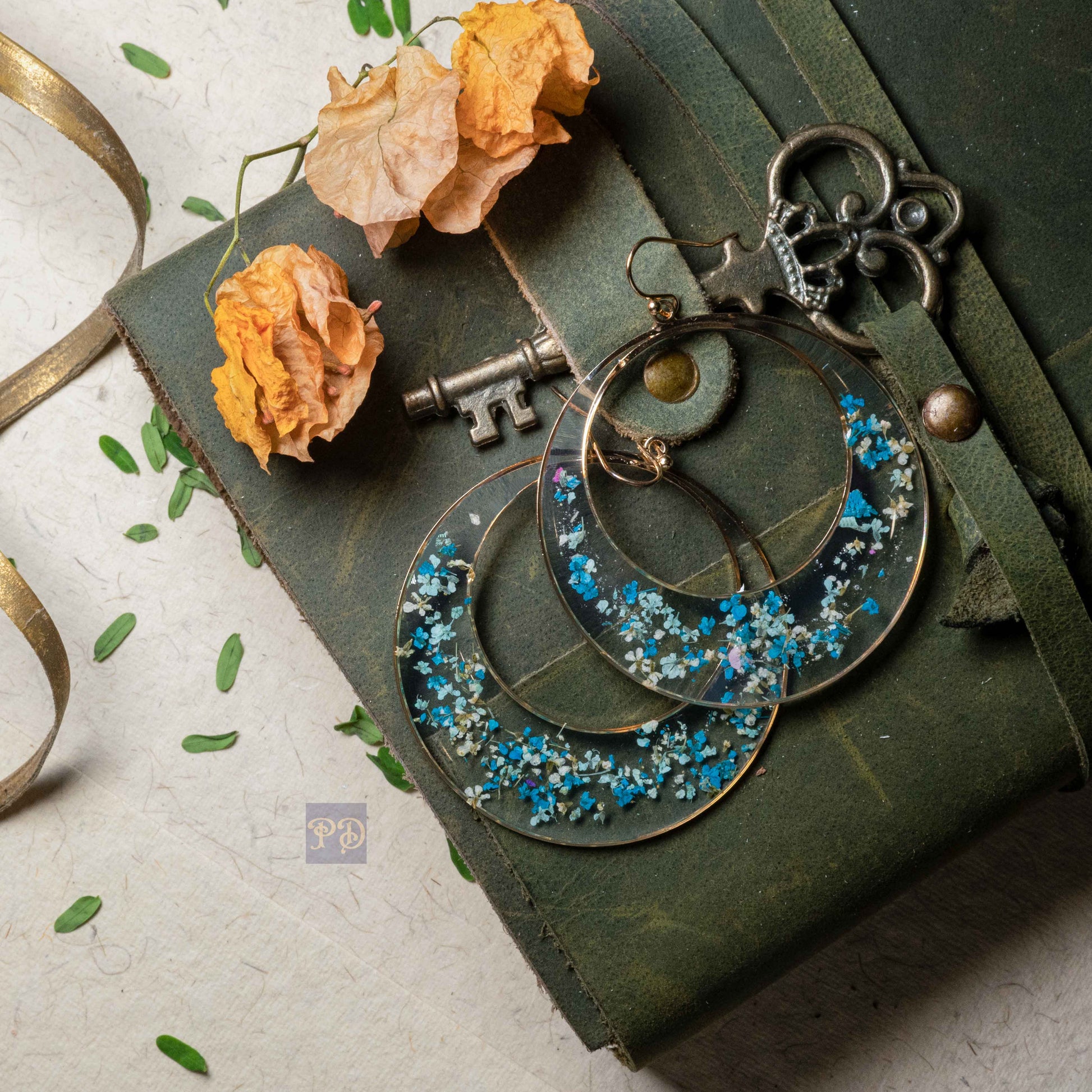 Blue Horizon Lace Hoop Earrings