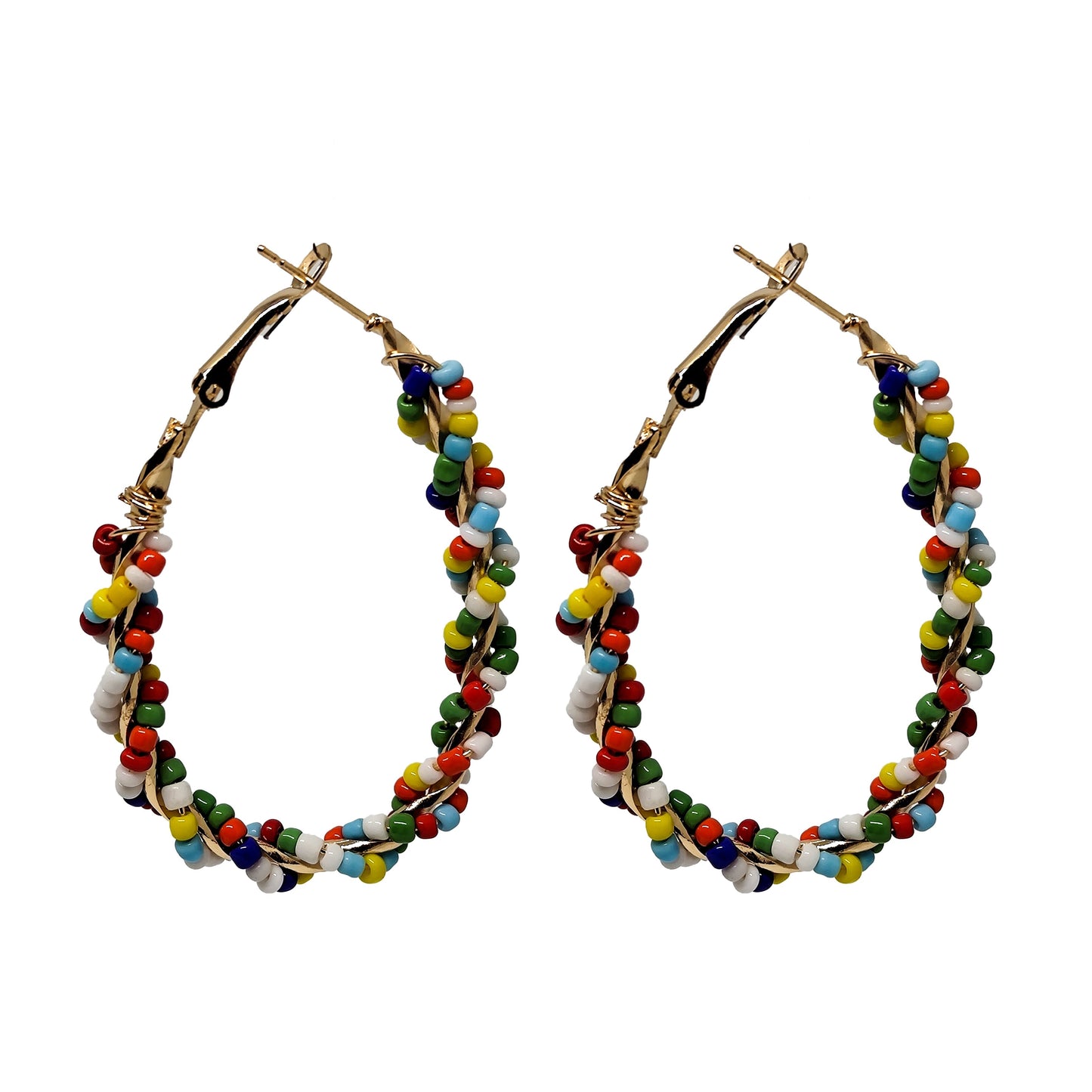 Rainbow Raindrop Hoop Earrings