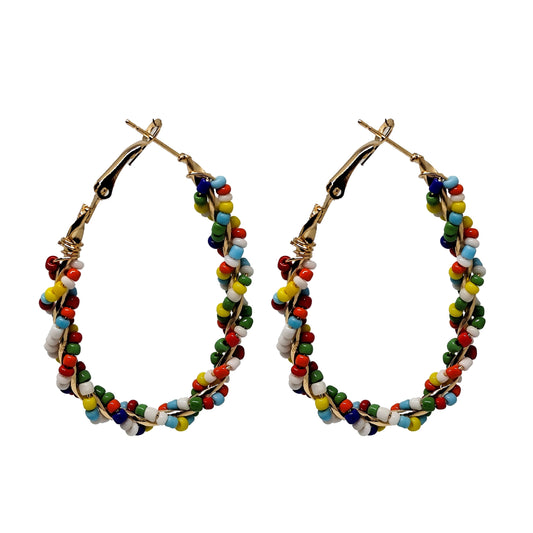 Rainbow Raindrop Hoop Earrings