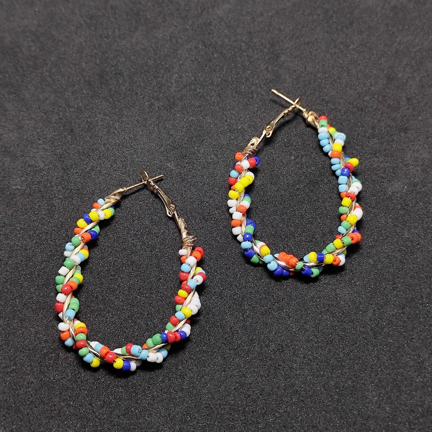 Rainbow Raindrop Hoop Earrings