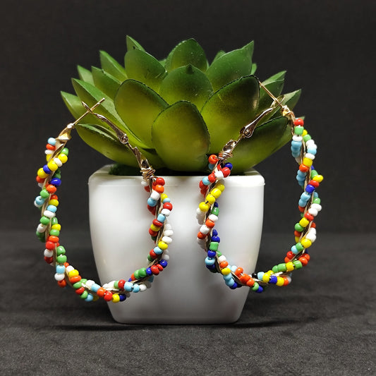 Rainbow Raindrop Hoop Earrings
