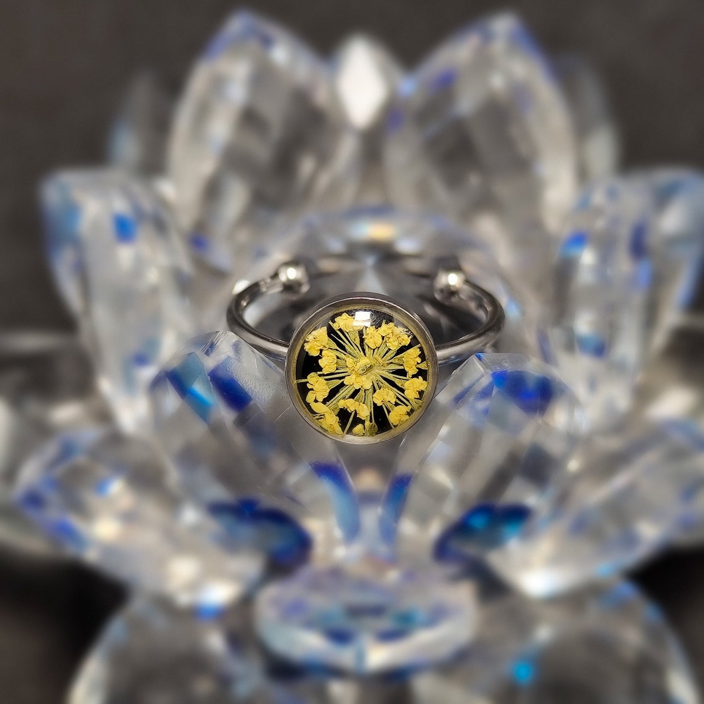 Raven's Spell: Obsidian Lace flower Ring