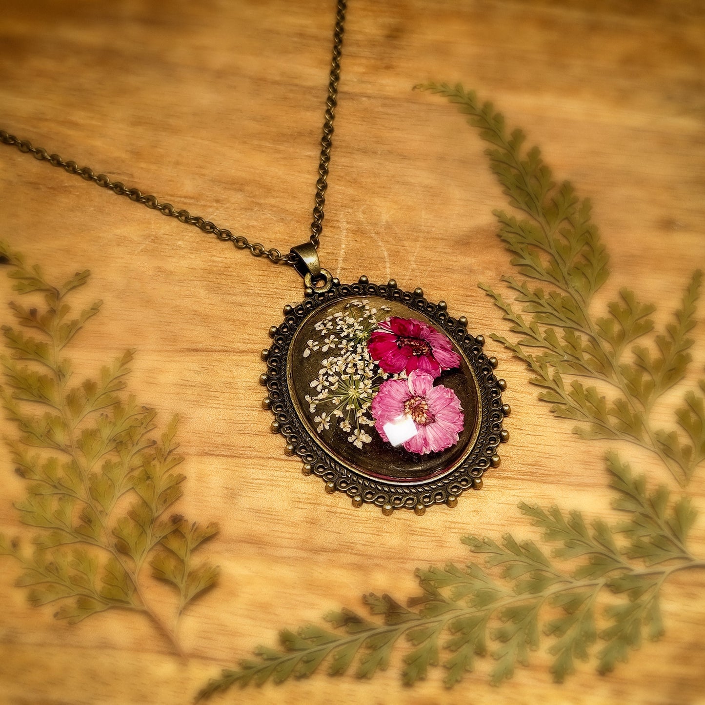 Old-World Lavender Daisy Pendant