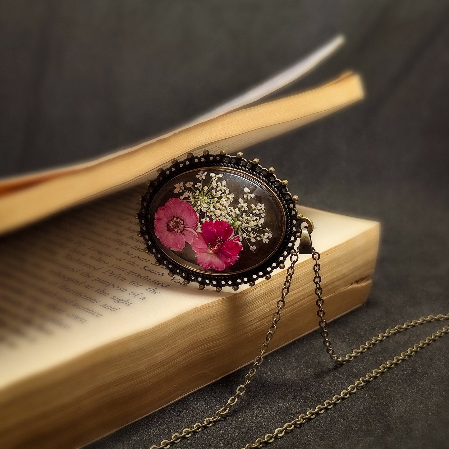 Old-World Lavender Daisy Pendant