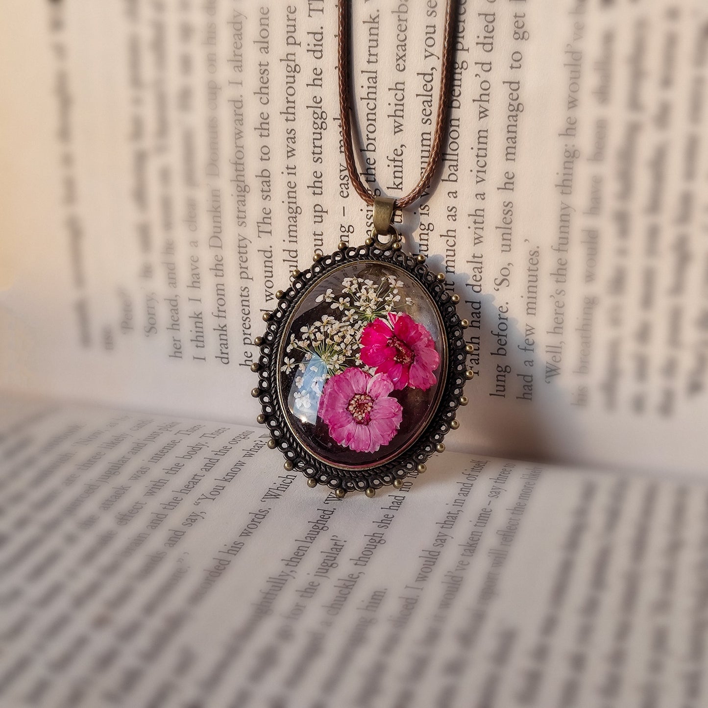 Old-World Lavender Daisy Pendant