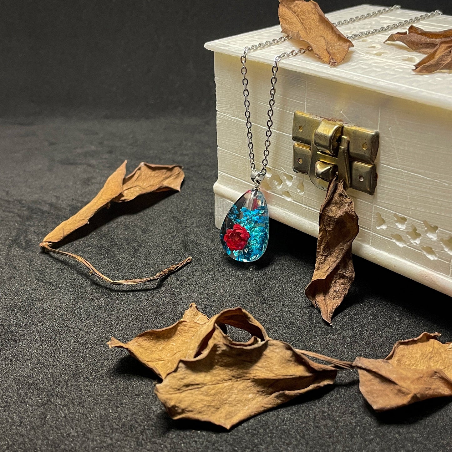 Ethereal Red-Blue Starflower pendant