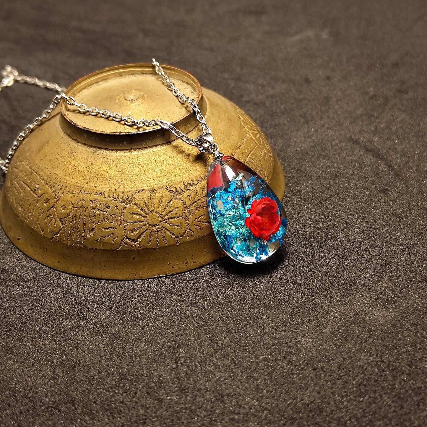 Ethereal Red-Blue Starflower pendant
