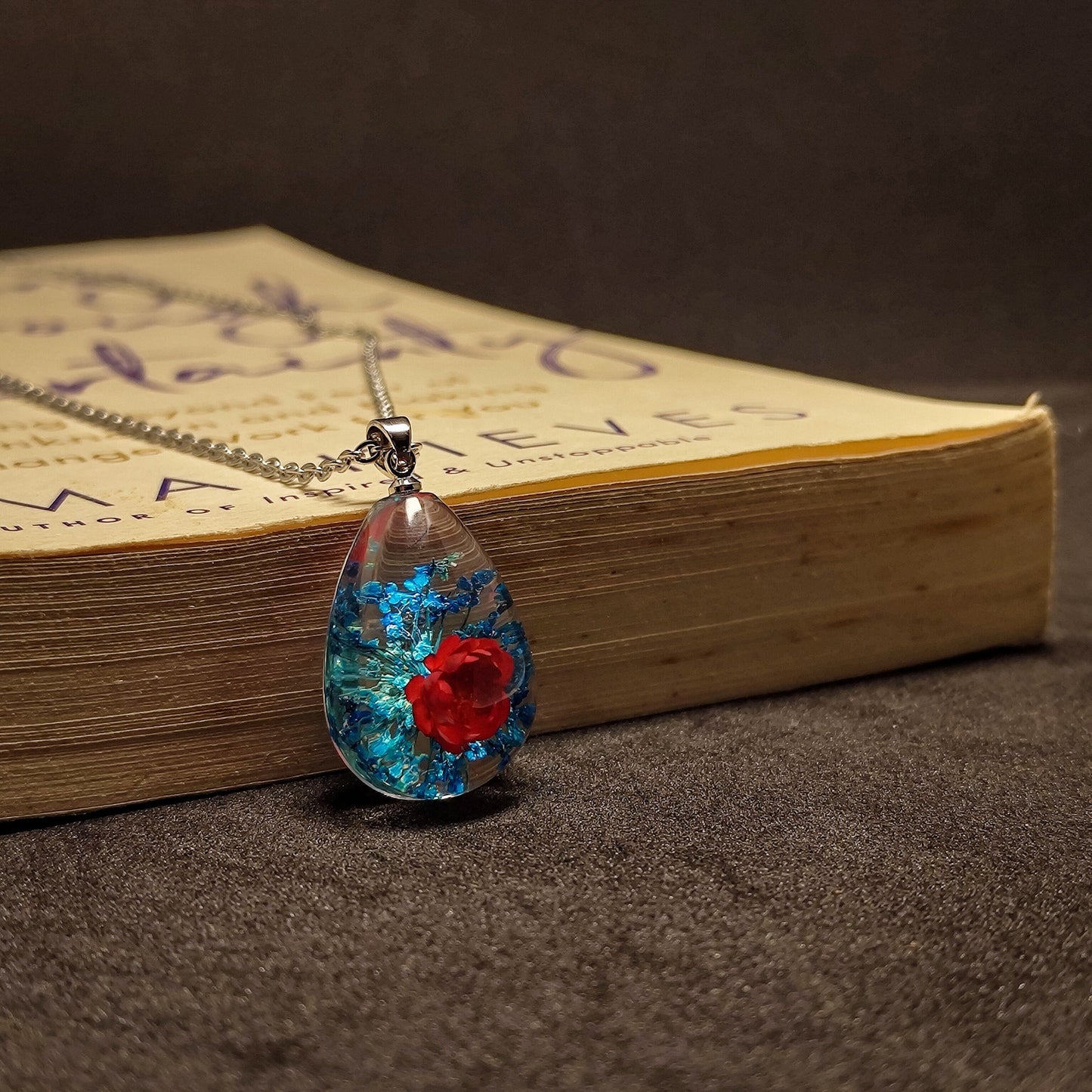 Ethereal Red-Blue Starflower pendant