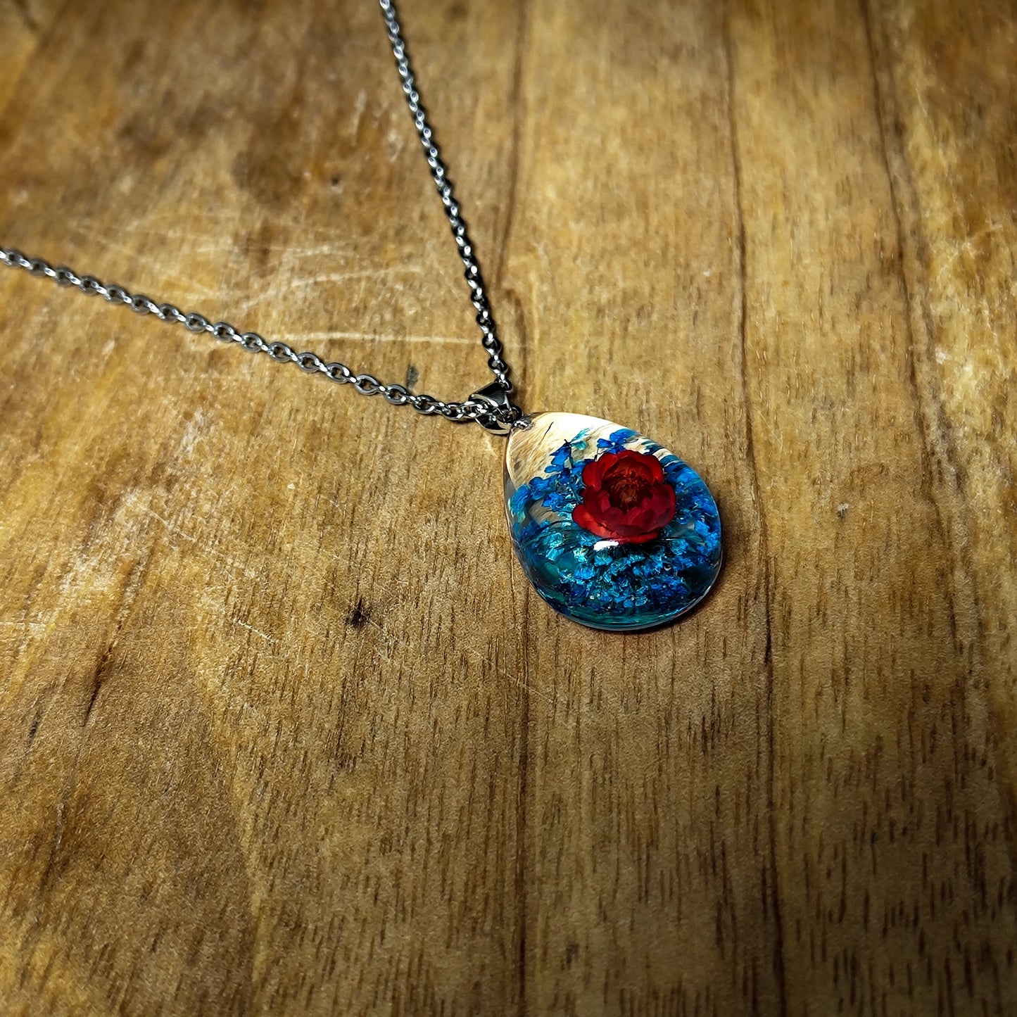 Ethereal Red-Blue Starflower pendant