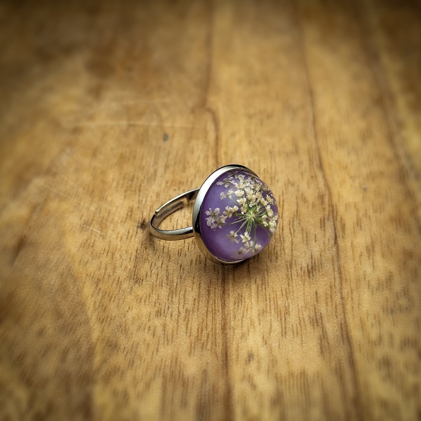 Purple Haze Ring: Captivating Lavender Background with Lace Flower Accents